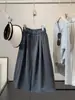 Pantalones Casuales Grises de Pierna Ancha Cortos para Mujer Otoño Nuevo Estilo Cintura Elástica Cordón Holgados Versátiles Caída Estilo Japonés Pantalones de Longitud Media