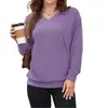 Estilo europeo y americano transfronterizo, nuevo diseño de bolsillo casual y simple para otoño/invierno, cuello en V de color liso, sudadera holgada de manga larga para mujer
