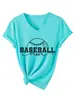Camiseta Feminina Casual Fashionável com Decote V e Manga Curta Mãe de Baseball Amazon Ebay Site Independente Camiseta Base Exportação
