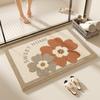 Alfombra de Piso Floral para Baño Suave Felpa Imitación Cachemir Alfombra Doméstica para Inodoro Absorbente Felpudo para Puerta Resistente al Desgaste para Baño