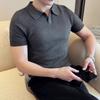 Suéter de punto de manga corta con cuello polo de alta gama para hombre, nuevo de moda para primavera y verano, delgado y guapo, de manga media, con solapa, camiseta interior de punto