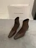 Botines de tacón alto estilo coreano con diseño francés, botines elásticos ajustados para principios de otoño, elegantes botines cortos de color café para mujer en otoño e invierno