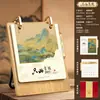 Calendário 2027 com uma Caixa de Presente Cultural e Criativa de Madeira Estilo Chinês, Calendário Mensal para Clientes, Calendário Personalizado para Empresas, Presente Corporativo