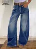 Hme Marca de Tendencia Estilo Hong Kong Jeans para Mujer Pierna Ancha Ajuste Holgado Rectos Largos Pantalones Transfronterizos Europeos y Americanos Shein