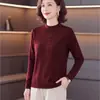 Camiseta básica de cuello medio para mujer, estilo madre, nuevo modelo otoño e invierno 2026, camiseta de manga larga para mujer de mediana edad