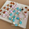 Transfronterizo Europeo y Americano~Conjunto de Pulsera y Collar Oval Geométrico de Acrílico, Diseño de Estilo Perezoso Retro, Joyería de Nicho