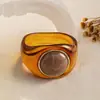 Pulseira circular geométrica em acrílico com gradiente, estilo retrô ins, joia de design nicho para mulheres