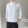 Suéter Redondo de Cor Sólida Simples para Homens, Estilo Coreano Outono e Inverno, Gola Redonda Slim Fit Pulôver, Malha Básica Versátil Casual