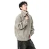 Chaqueta de Cuero Sintético Estilo Americano para Motociclista Hombre, Marca de Moda Nueva Otoño Calle Diseño Elegante Solapa Superior