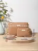Conjunto Popular de Duas Peças Transfronteiriço de Cor Sólida Ondulada de Alta Qualidade com Relevo Cor Sólida Alça de Ombro Bolsa de Trabalho Bolsa Transversal Feminina
