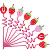 Popotes de Fresa de Dibujos Animados, Lindos Accesorios de Popote en Espiral de Frutas, Transfronterizo Amazon Aliexpress En Stock Mayorista