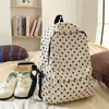 Mochila con lazo de cinta de lunares blanco roto estilo francés, vibra femenina estilo coreano, adecuada para salidas y picnics