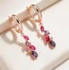 Pendientes Geométricos Largos de Marquesa con Aguamarina y Diamante Transfronterizos Europeos y Americanos, Modernos y de Alta Gama Elegantes, Modelos Populares de Venta Caliente