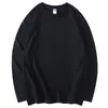 Suéter camiseta de manga larga de algodón peinado talla grande 260g para hombre y mujer, mismo color liso, prenda básica de otoño, hombros caídos, holgado