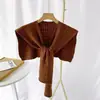 Top de chal de lana tejido en el hombro de otoño Bufanda de nudo de invierno para mujer Bufanda para cuello falso de mujer con falda