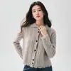 Suéter de cachemira estilo perezoso para otoño e invierno con cuello mandarín, con diseño de punto trenzado, y un cárdigan grueso y cálido de punto para mujer