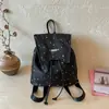 Mochila com Cordão de Bolinhas e Laço para Mulheres, Estilo College, Bolsa para Faculdade e Trabalho, Mochila Casual de Viagem de Nicho