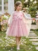 Vestido Brillante y Deslumbrante de Moda Transfronteriza, Vestido de Tul para Niña de Flores de Comercio Exterior, Vestido Formal Rosa para Niños
