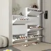 Zapatero ultra delgado de estilo americano con tapa abatible, se puede colgar o colocar en el suelo, almacenamiento de metal, zapatero para el hogar, gran capacidad para la entrada