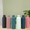 Taza aislada de acero inoxidable 304 recubierta de goma multicolor transfronteriza, botella de agua deportiva de boca pequeña para exteriores, personalizable con impresión de logotipo