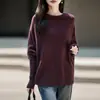 Nueva colección otoño/invierno: Suéter de punto 100% lana pura, mangas largas tipo murciélago, color liso, corte holgado, estilo casual, moderno para el trabajo