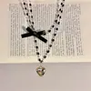 Collar de Amor de Corea del Sur Doble Capa Femenino Retro Diablo Diseño de Chica Atrevida Cadena para Clavícula Y2K 2024