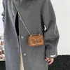 Bolso de Mano Cuadrado Pequeño de Estilo Francés de Moda Transfronterizo para Mujer, Bolso de Hombro Bordado de Moda Nuevo Invierno 2025 con Cadena Bolso Cruzado