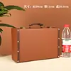 Portafolio de Madera Retro Nostálgico Caja de Madera Caja de Madera Pequeña Caja de Almacenamiento Rectangular de Madera Maciza Caja de Joyería Caja de Regalo