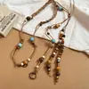 Cadena de Cintura con Cuentas Color-Block para Mujer, Cinturón Tejido Retro Estilo Étnico, Accesorio de Nicho para Faldas