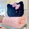 Almohada y manta de gato lindas dos en uno para siesta en la oficina, uso en el coche y como manta decorativa para mujeres
