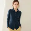 Nuevo Suéter de Cachemira Otoño e Invierno 2026 Camisa de Cuello para Mujer Cardigan de Punto de Botones Sencillo Color Puro Chaqueta Casual
