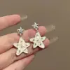 Férias na Ilha~Brincos de Diamante Cintilante Dupla Estrela do Mar para Mulheres, Brincos Exquisitos Adequados para Férias na Praia, Joia de Orelha Única e Distinta