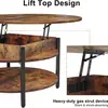 Mesa de Centro Redonda para Sala de Estar, Mesa de Centro de Altura Ajustable, Mesa de Centro de MDF con Gran Espacio de Almacenamiento, Diseño Simple para Apartamentos Pequeños, Mesa para Uso Doméstico