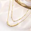 Collar de Joyería de Doble Capa con Borla Cuadrada para Niñas, Estilo Chic, Versátil, No se Desvanece, Cadena para Clavícula con Diseño de Nicho