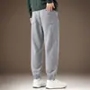 Calça moletom de tricô retrô americana de alta qualidade para homens, novo modelo outono 2026, cintura elástica, punhos, modelagem solta, calça casual esportiva