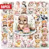 Abastecimiento Directo Transfronterizo 50 Hojas Lindos Animales Flores Pegatinas Decorativas Dibujos Animados Diario Cuaderno Pegatinas para Maleta