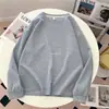 Moletom Casual Preguiçoso de Cor Sólida com Manga Longa Solta de Comprimento Médio e Gola Redonda, Estilo Europeu e Americano, Transfronteiriço, para Primavera e Outono