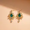 Colar Oval Gota d'Água Europeu e Americano Transfronteiriço Cravejado com Diamantes, Corrente de Clavícula de Luxo Leve e de Alta Qualidade, Joia de Pescoço Exquisita Estilo Vintage Atacado