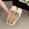 Sapatos de Bico Redondo e Decote Baixo para Mulheres, Novo Estilo Primavera e Verão, Sapatos Slip-On com Laço, Sapatos Vovó de Couro Macio para Mulheres