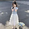 Camiseta de Manga Corta con Cuello Polo para Niños Grandes, Estilo Moderno y Suave, Falda Estilo Pastel, Conjunto de Dos Piezas Delgado de Verano para Niñas