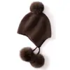 Novo Chapéu de Lã com Orelhas e Pom-Pom Outono e Inverno Quente Anti-Frio Chapéu Feminino Simples Versátil Gorro