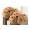 Pantuflas de algodón de peluche de cachorro de dibujos animados a juego para padres e hijos, de suela suave para interior de invierno, antideslizantes y forradas de felpa para abrigar