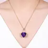 Colgante Yihua corazón de durazno amatista morado diamante colgante de topacio natural cristal azul morado Estrella del Océano colgante en forma de corazón