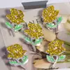 Liga 3D Totalmente Diamantada Rosa Desabrochando Strass Furo Reto Contas DIY Miçangas Chaveiro Corrente de Bolsa Acessórios Atacado