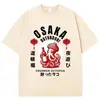 Camiseta Gráfica Divertida Polvo Bêbado Osaka Dotonbori Lavagem Vintage Japão Harajuku Manga Curta Unissex Algodão