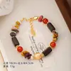 Huevo de Ágata Nala Gravilla de Piedra Amarilla Conjunto de Collar y Pulsera Estilo Ins Diseño de Nicho Conjunto de Joyería Retro
