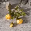 Fabricante de Flores Artificiais Rosa de Três Cabeças Flores Falsas Plantas Verdes Atacado Decoração de Casamento Artesanato Estilo Ins Transfronteiriço