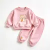 Conjunto de Sudadera con Capucha y Pantalones para Niña de Comercio Exterior Primavera y Otoño Infantil Estampado Casual Dos Piezas Holgado Ropa Deportiva Estilosa Versión Coreana