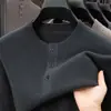 Lujo Simple Gama Alta 100% Cachemira Amigable con la Piel Cálido Suéter Base para Hombre con Cuello de Botones Cachemira Pura