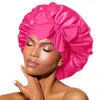 Popular Europea Imitación Seda Ala Ancha Gorro para Dormir Cinta de Satén Sombrero Redondo Gorro de Baño Belleza Peluquería Sombrero Sombrero con Lazo